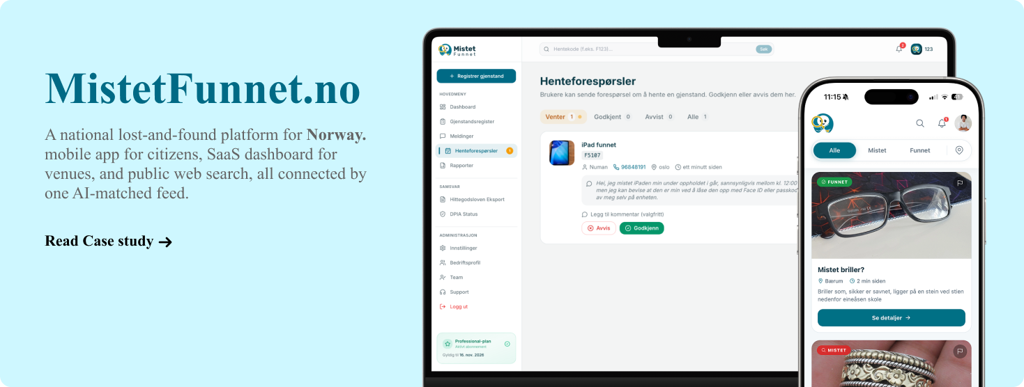MistetFunnet — Norway's lost-and-found platform
