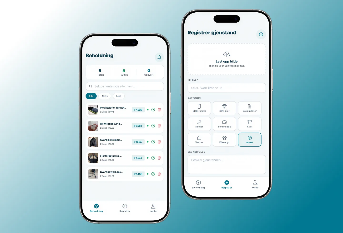 Venue mobile registration — photograph where the item lies, AI fills the rest